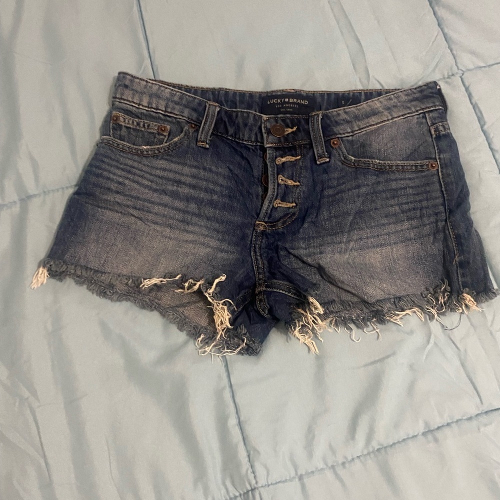 Lucky Brand Blue Jean Shorts Distressed Casual - Picture 2 of 12